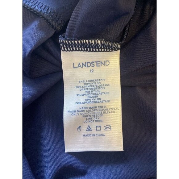 Lands End 12 Tankini Swimsuit Top Blue Floral Womens Underwire Beach Cruise - Picture 9 of 10